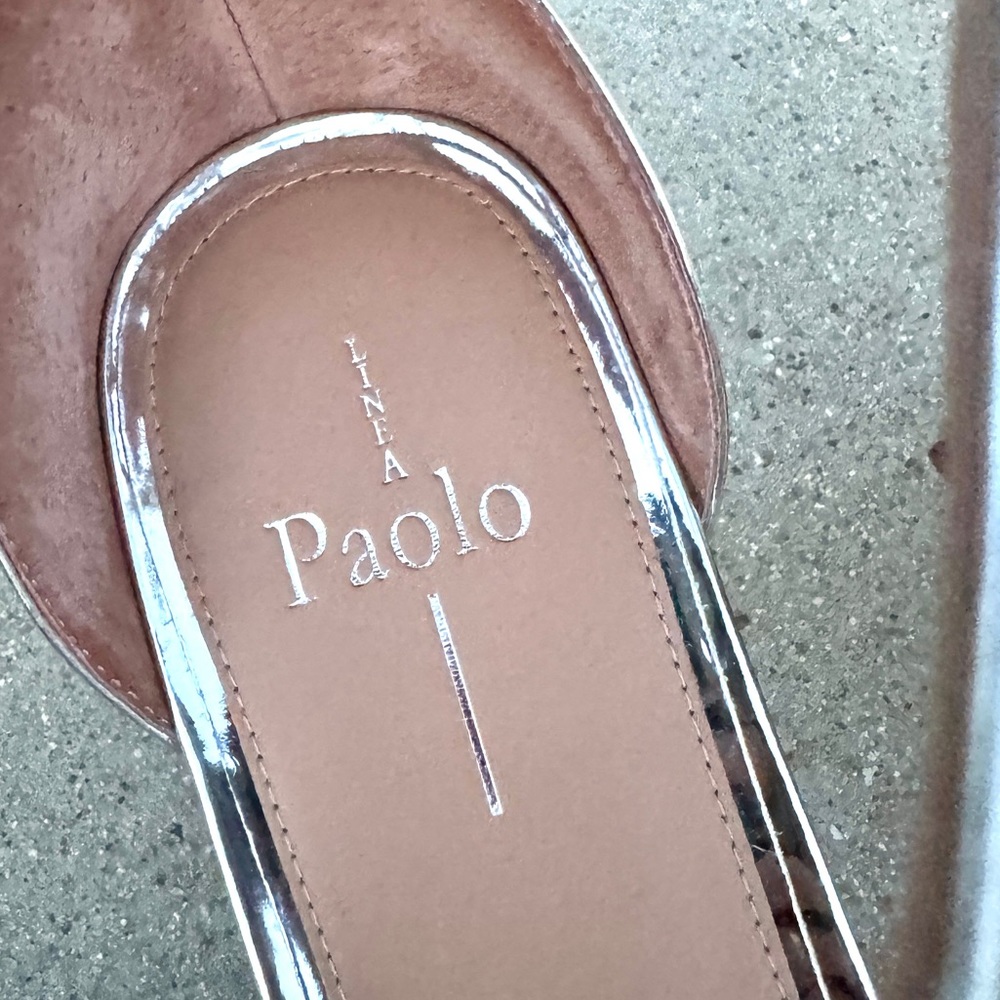 LINEA PAOLO silver heels sandals leather Strappy stilettos women’s 13 Nordstrom - Picture 9 of 11